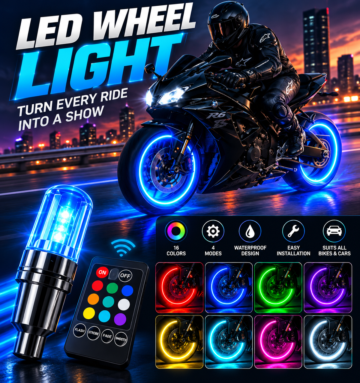MotoGlow Motion LED Wheel Lights