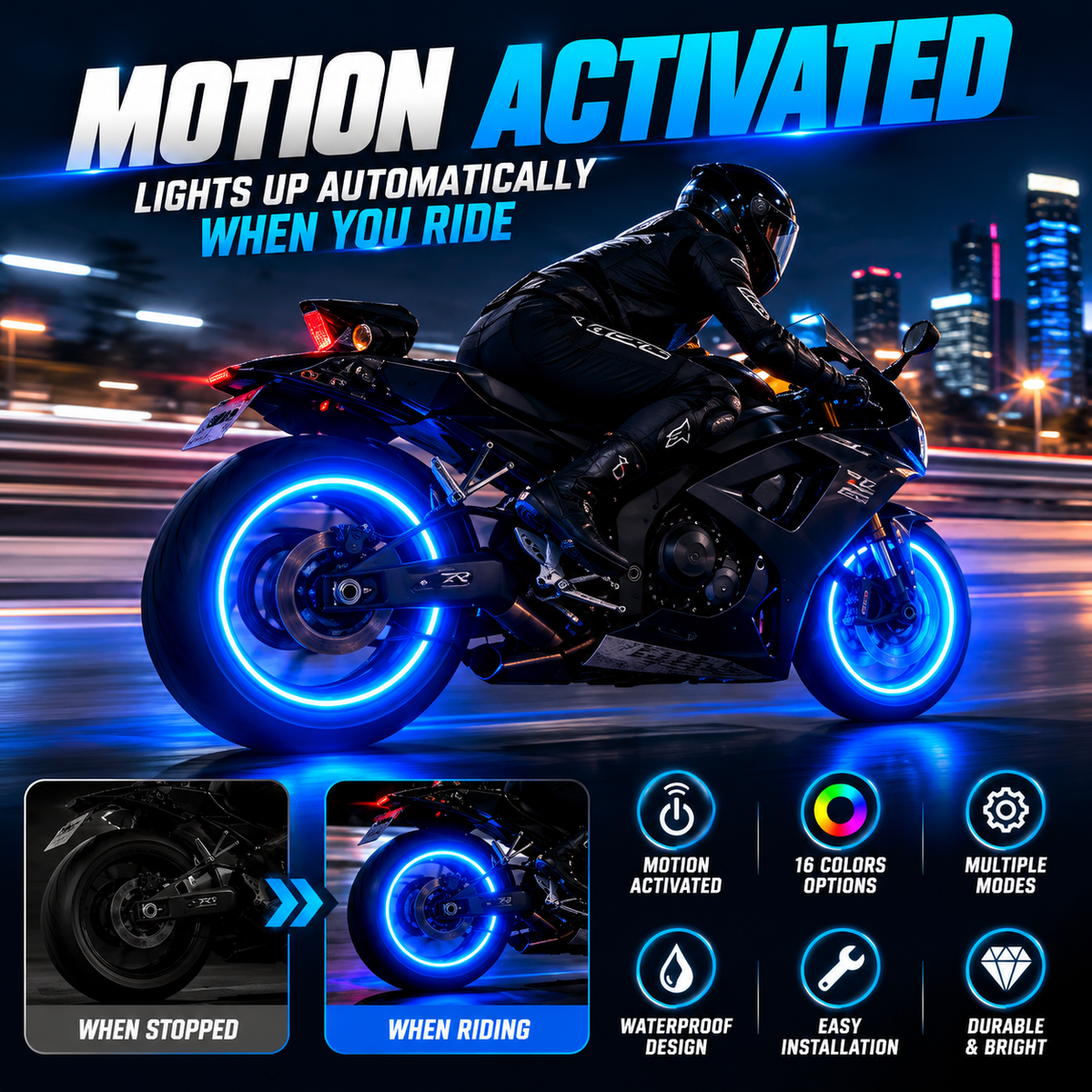 MotoGlow Motion LED Wheel Lights