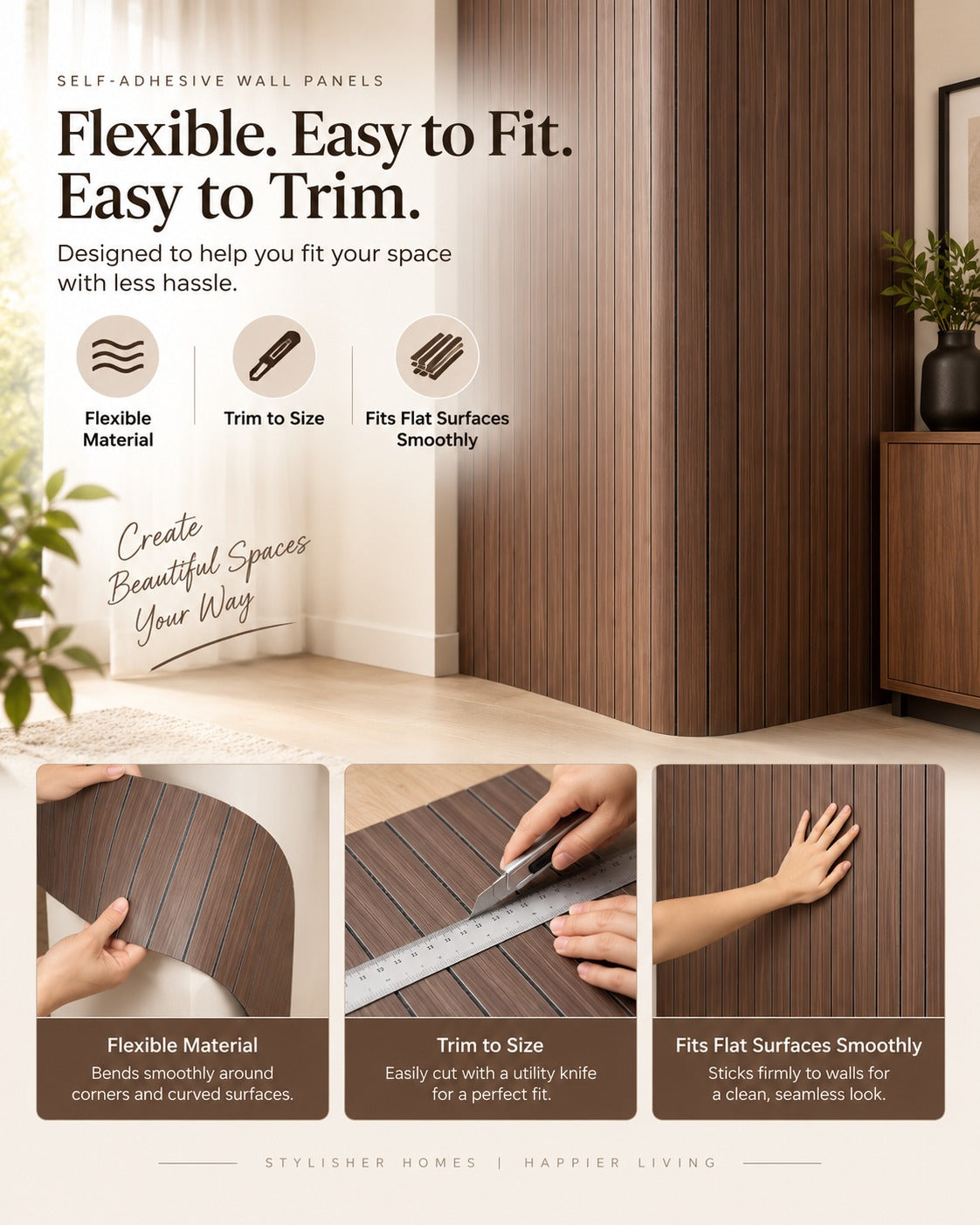 3D Wood Slat Wall Panels