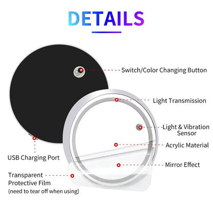 Color Changing Car LED Cup Holder Light Mats ( pack of 2 )