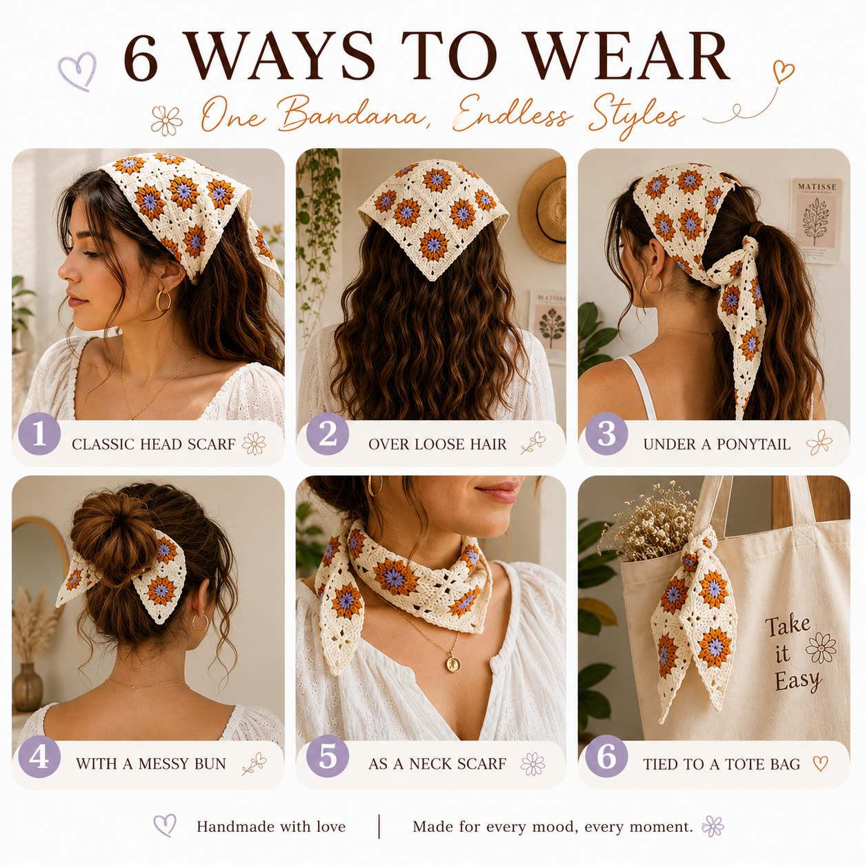 Crochet Floral Head & Waist Bandana