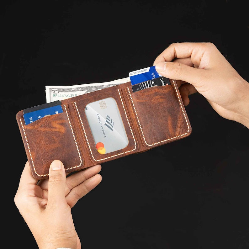 Handcrafted Trifold Leather Wallet