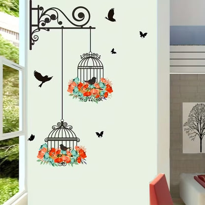 Bird Floral Cage Wall Sticker