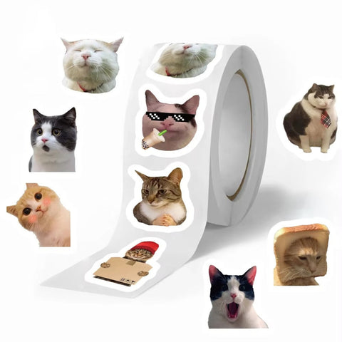 Cute Cat Meme Kawaii Sticker Roll