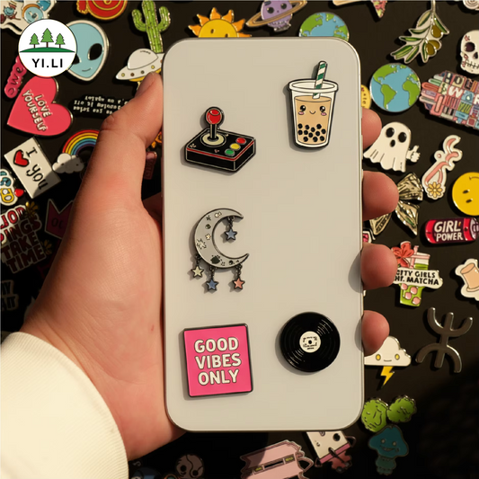 VibePins Metal Tags – Cool Enamel Phone & Laptop Decor