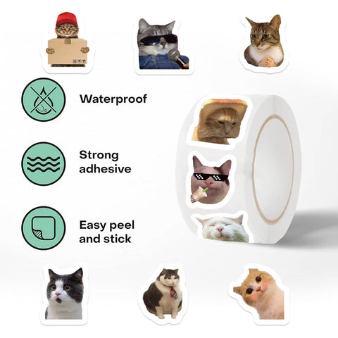 Cute Cat Meme Kawaii Sticker Roll