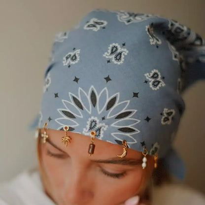 Pink Bandana Hijab with Charm Chain Accessories 💗✨