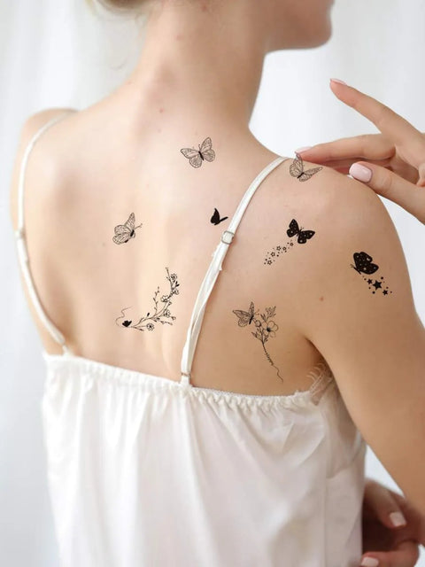Black Butterfly Waterproof Temporary Tattoo Stickers