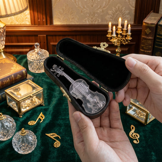 Crystal Miniature Violin Ornament Set