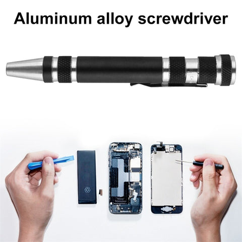 Multifunction 8 In 1 Pocket Precision Screwdriver Alu minimum Pen